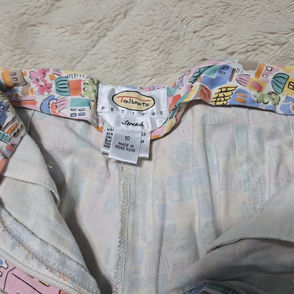 Talbots Italian Coastal Beach Print Crop Ankle Pants Stretch Colorful 10 P - Picture 7 of 16